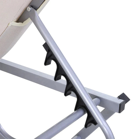 Rootz Sonnenliege – Strandliege – Gartenliege – Entspannungsliege – Aluminium – Creme – 163 L x 58,5 B x 91 H cm