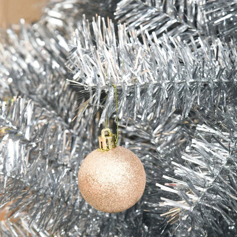 Rootz Kerstboom - Kunstkerstboom - Kerstboom Met 1000 Takpunten - Kerstboomstandaard - Metaal - Zilver + Wit - Ø103 x 180 cm