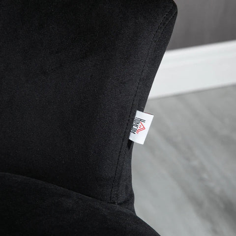 Rootz Bar Stool - Set Of 2 Bar Stool - Velvet Look - Height Adjustable - 360 Degrees Rotatable - Black + Silver - 58cm x 58cm x 108cm