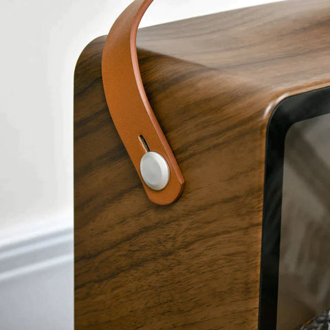 Rootz Electric Fireplace - Fireplace - Realistic Fire - Walnut Look Fireplace - 2 Heating Modes - Up To 50° C - Overheating Protection - Dark Walnut/Black - 30.3 x 17.5 x 37.4 cm