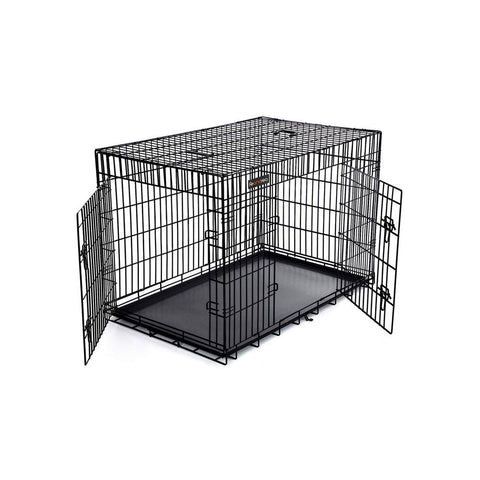 Rootz Dog Cage - 2 Doors - Xxl - High-quality Material - Two-door Design - Easily Foldable - Good Workmanship - Removable Base Tray - Iron Wire-ABS Plastic - Black - 122 x 81 x 76 cm (W x H x D)
