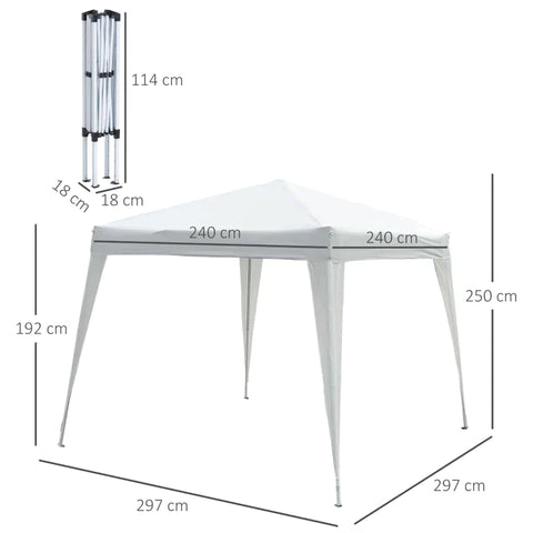 Rootz Faltpavillon – Faltpavillon – Faltzelt – Partyzelt – Stahlweiß – 2,4 x 2,4 m