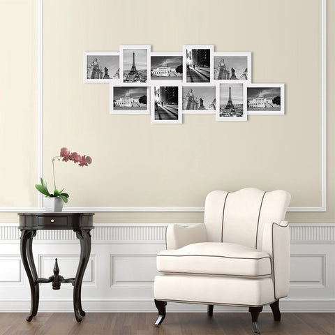 Rootz Fotorahmen – Collage-Fotorahmen – Wandmontierter Fotorahmen – Bilderrahmen – Wand-Fotorahmen – dekorativer Fotorahmen – Galerie-Fotorahmen – Weiß – 87 x 34 cm