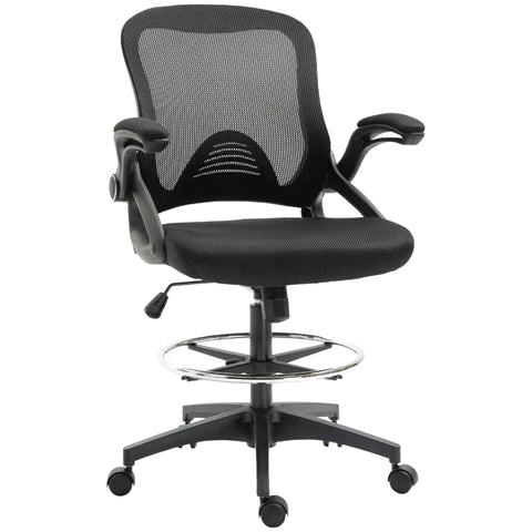 Rootz Office Armchair - Desk Chair - Standing Function With Footrest - Swivel Seat - Steel - Black - 64 x 60 x 106-126 cm