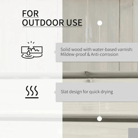 Rootz Garden Bench - Wooden Bench - With Flower Box - Park Bench - Light Gray - 176 x 38 x 40 cm