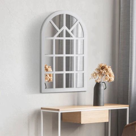 Rootz Wall Mirror - Round Wall Mirror - Make-up Mirror - Mirror - MDF/Glass - White - 110 cm x 70 cm x 3.3 cm