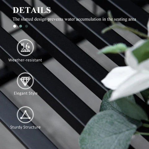 Rootz Pflanzenbogen mit Bank – 2-Sitzer-Bank – Gartenbogendach – Blumenkletterer – Metall – Schwarz – 154 x 60 x 205 cm