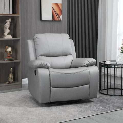 Rootz Relax Chair - Relaxfauteuil - Kantelbare Rugleuning - Draaibare Recliner - Schommelfunctie - Met Voetensteun - Staal - Grijs - 93 x 100 x 98Hcm