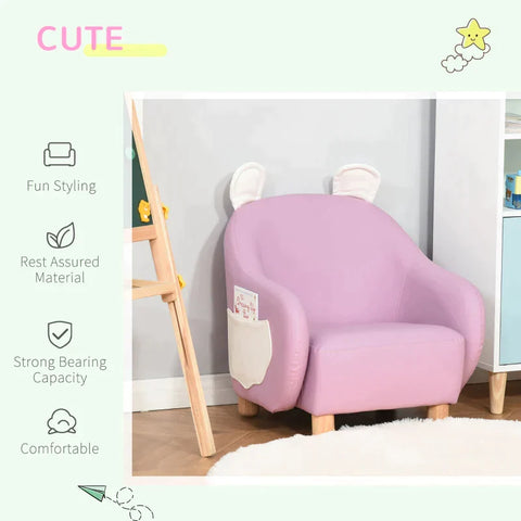 Rootz Kindersessel - Kindersofa - Minisofa - Tierohrsessel - Rosa