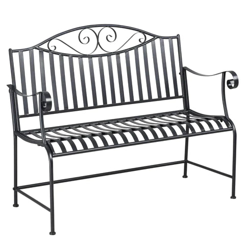 Rootz Garden Bench Seat - Park Bench - 2-seater Metal Bench - Steel Frame With Armrests For Garden Balcony And Terrace - Grey - 15.5 x 54 x 96 cm