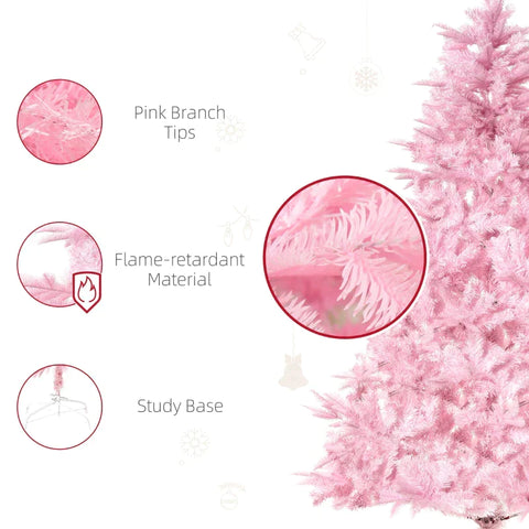 Rootz Christmas Tree - Artificial Christmas Tree - Artificial Tree - Christmas Tree With Detachable And Foldable Base - Pink - Ø75 x 150 cm