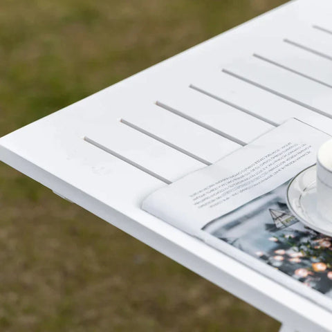 Rootz Patio Table - Garden Table - Square Table - Foldable Table - Poplar Wood -white - 70 x 70 x 70 cm