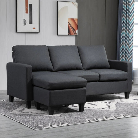 Rootz Sofa - Corner Sofa - Fabric Sofa - Corner Couch Set - L-Shape Sofa - Dark Gray - 197 x 139 x 91 cm