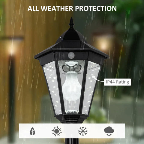 Rootz Garden Lamp Post Light - Solar Garden Lantern - Outdoor LED Solar Light - Outdoor Post Light - Aluminium - Tempered Glass - Black - 22 x 22 x 194 cm