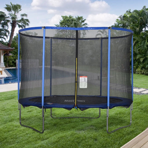 Rootz Trampolin – Trampolin mit Sicherheitsnetz – Gartentrampolin für drinnen und draußen – Trampolin für Kinder und Erwachsene – Blau/Schwarz – Ø305 x 248 H cm