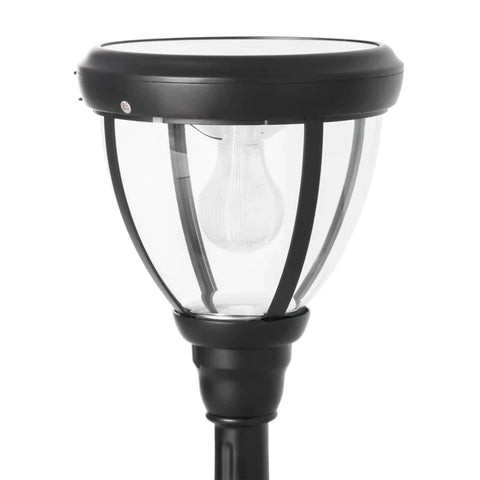 Rootz Garden Lantaarnpaal Licht - Vintage Style Solar Outdoor Pole Light - Pole Light - Buitenlamp - Aluminium, gehard glas - Zwart - 26 x 26 x 130 cm