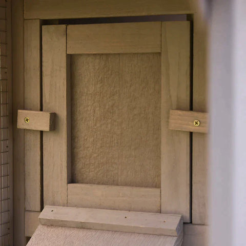 Rootz Dwerg Konijnenhok - Dwerg Konijnenhok - Konijnenhok - Met Buitenverblijf - Dennenhout - Grijs - 210L x 45.5B x 84.5H cm