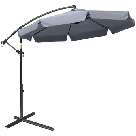 Rootz Parasol - Cantilever Parasol - Cantilever Umbrella - With 360° Rotation - Polyester/Metal - Dark Grey - Ø2.65 x 2.65H m