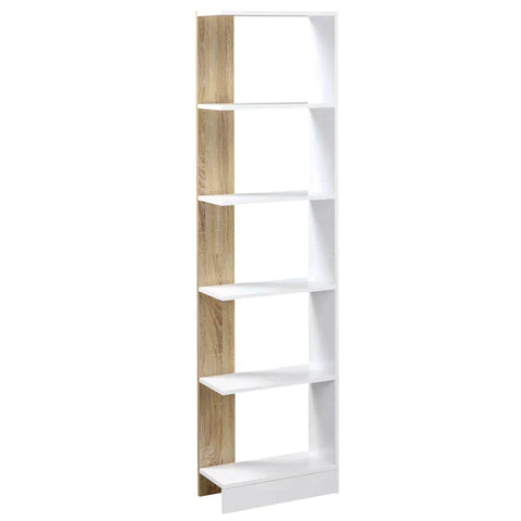 Rootz Free-standing Bookcase - 5-tier Office Shelving - Storage Shelving - Filing Shelving - Kitchen Shelving - Oak/White - 45 x 21 x 170 cm