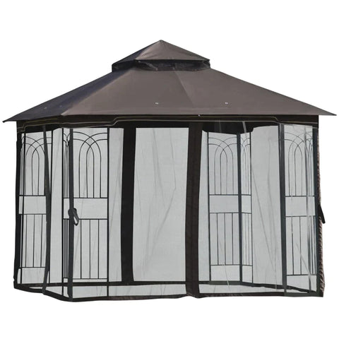 Rootz Gazebo - Metal Gazebo - Garden Gazebo - Party Tent - Pavillion - Garden Tent - Coffee - 2.99L x 2.99W x 2.74H m