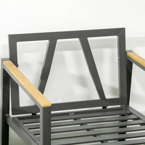 Rootz Sessel – Gartenstuhl mit Ottomane – abnehmbare Bezüge – wetterbeständig – Hellgrau + Schwarz – 73,5 cm x 74,5 cm x 73,5 cm