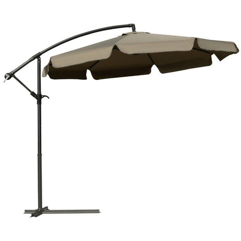 Rootz Parasol - Parasol Cantilever - With Hand Crank Ruffles - Garden Parasol - Sun Protection - Garden Balcony - Polyester/Metal Coffee