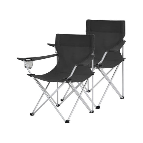 Rootz Campingstoel - Set Van 2 Campingstoelen - Draagbare Stoel - Klapstoel - Lichtgewicht Stoel - Picknickstoel - Duurzame Campingstoel - Zwart - 84 x 52 x 81 cm