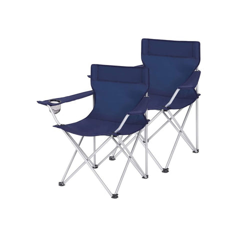 Rootz Camping Chair - Set Of 2 Camping Chairs - Portable Chair - Folding Chair - Lightweight Chair - Picnic Chair - Durable Camping Chair - Dark Blue - 84 x 52 x 81 cm