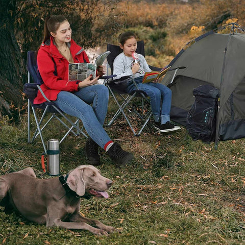Rootz Camping Chair - Set Of 2 Camping Chairs - Portable Chair - Folding Chair - Lightweight Chair - Picnic Chair - Durable Camping Chair - Dark Blue - 84 x 52 x 81 cm