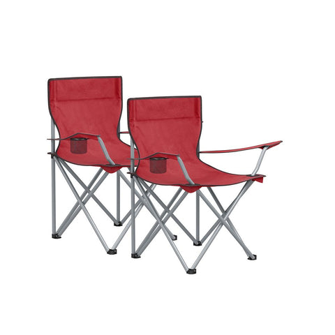 Rootz Camping Chair - Folding Camping Chair - Set Of 2 Camping Chairs - Portable Camping Chair - Lightweight Camping Chair - Outdoor Chair - Red - 84 x 52 x 81 cm