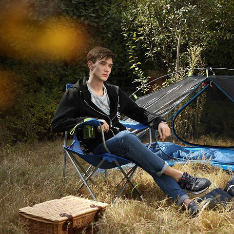 Rootz Campingstuhl – 2er-Set Campingstuhl – Tragbarer Campingstuhl – Klappbarer Campingstuhl – Leichter Campingstuhl – Outdoor-Stuhl – Blau – 76 x 51,5 x 95,5 cm (L x B x H)
