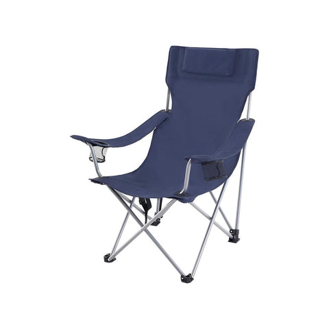 Rootz Camping Chair - Camping Chair With Headrest - Folding Camping Chair - Portable Camping Chair - Heavy Duty Camping Chair - Iron Frame - 600d Oxford Cloth - Blue - 81 x 70 x 91 cm (L x W x H)