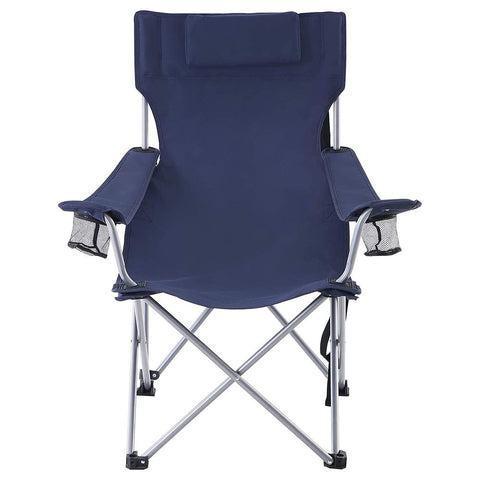 Rootz Camping Chair - Camping Chair With Headrest - Folding Camping Chair - Portable Camping Chair - Heavy Duty Camping Chair - Iron Frame - 600d Oxford Cloth - Blue - 81 x 70 x 91 cm (L x W x H)