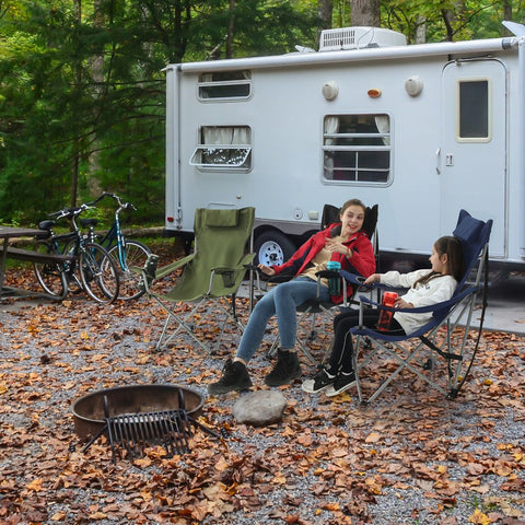 Rootz Campingstoel - Opklapbare Campingstoel - Draagbare Campingstoel - Lichtgewicht Campingstoel - Buitenstoel - Met Armleuningen - Donkerblauw - 81 x 70 x 91 cm
