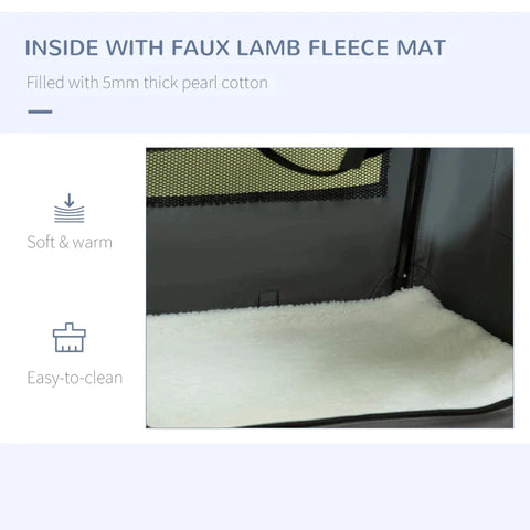 Rootz Transport Bag - Transport Box For Cats And Small Dogs - Foldable - 3 Doors - Gray + Black - 70 x 51 x 50 cm