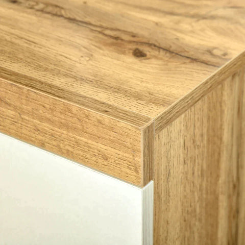 Rootz TV Stand - Lowboard - 2 Cabinets - 2 Shelves - MDF - White + Natural - 140 cm × 40 cm × 41.5 cm