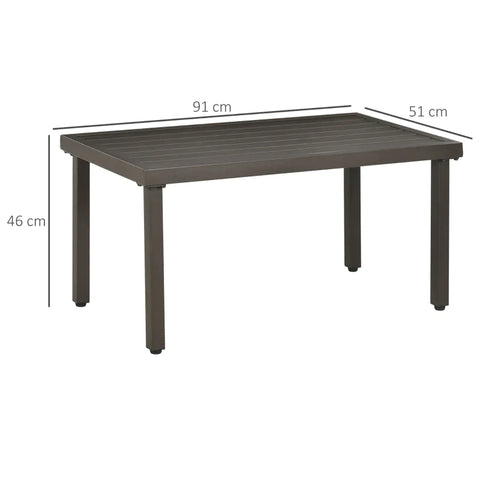 Rootz Garden Table - Side Table - Steel Frame - Metal Top - Brown - 91 x 51 x 46 cm