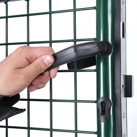 Rootz Garden Gate - Galvanized Garden Gate - Metal Garden Gate - Styles Garden Gate - Garden Entrance Gate - Custom Garden Gate - Garden Gate With Lock - Green - 106 x 6 x 171 cm