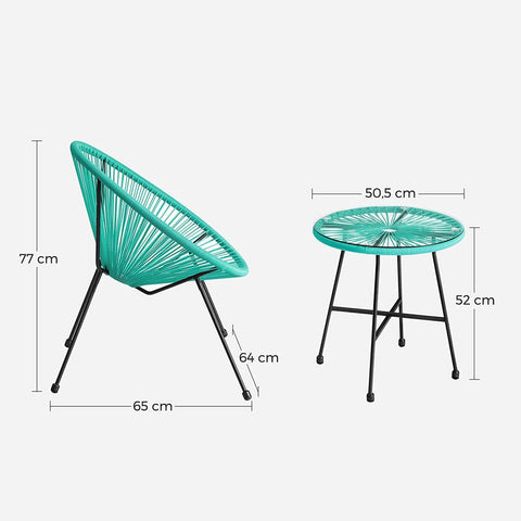 Rootz Gartenstühle-Tischset – Gartenmöbel-Set – Outdoor-Sitzset – Outdoor-Entspannungsset – Schwarz