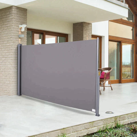 Rootz Side Awning - Awning - Privacy Awning - Sun Protection - Side Roller - Polyester - Grey - 3 x 1.6m