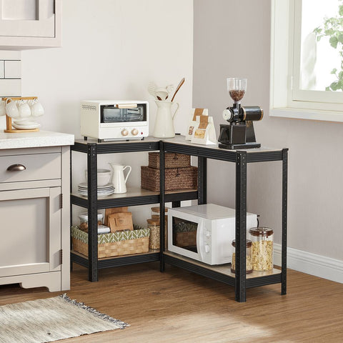 Rootz Storage Rack - Set Of 2 Storage Racks - Industrial Storage Racks - Steel Storage Racks - Natural Black - 30 x 75 x 150 cm