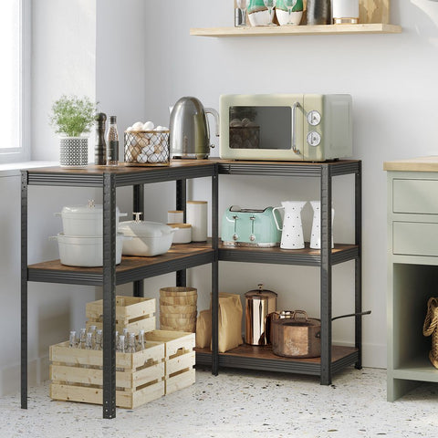 Rootz Storage Rack - Storage Shelves - Standing Shelves -  Set Of 2 Standing Shelves - Steel Storage Rack - With 5 Shelves - 5 Shelves Storage Rack - Grey - 50 x 100 x 200 cm