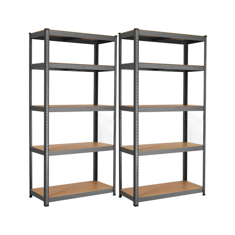 Rootz Storage Rack - 2 Cellar Shelves - Set Of 2 Cellar Shelves - Storage Shelves - Standing Shelves - With 2 Shelves - 2 Shelves Storage Rack - Grey