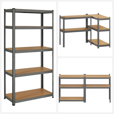 Rootz Storage Rack - 2 Cellar Shelves - Set Of 2 Cellar Shelves - Storage Shelves - Standing Shelves - With 2 Shelves - 2 Shelves Storage Rack - Grey