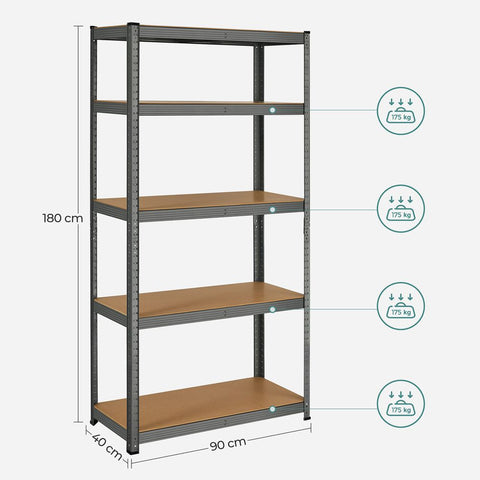 Rootz Storage Rack - 2 Cellar Shelves - Set Of 2 Cellar Shelves - Storage Shelves - Standing Shelves - With 2 Shelves - 2 Shelves Storage Rack - Grey