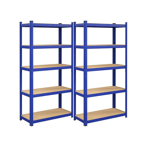 Rootz Storage Rack - Storage Shelves - Set Of 2 Storage Shelves - Heavy-duty Shelving - 5 Levels Storage Rack - Metal Storage Shelves - Blue - 180 x 90 x 40 cm