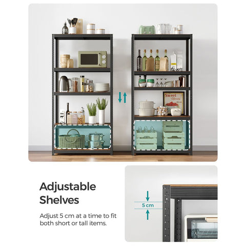 Rootz Set Of 2 Standing Shelves - Storage Rack - With 5 Adjustable Shelves - Heavy Duty Shelf - Chipboard - Brown-black -  50 x 100 x 200 cm