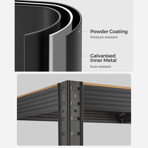 Rootz Set Of 2 Standing Shelves - Storage Rack - With 5 Adjustable Shelves - Heavy Duty Shelf - Chipboard - Brown-black -  50 x 100 x 200 cm