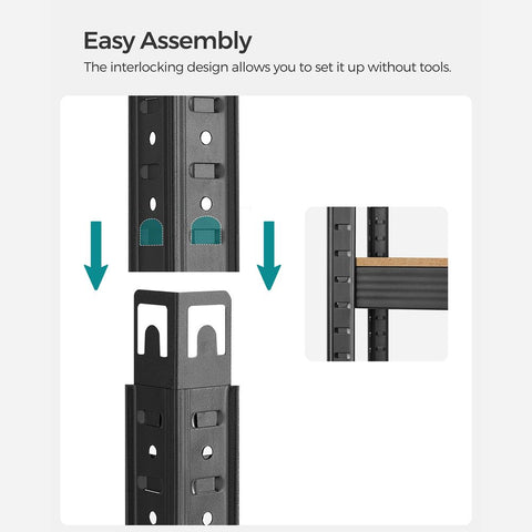 Rootz Set Of 2 Standing Shelves - Storage Rack - With 5 Adjustable Shelves - Heavy Duty Shelf - Chipboard - Brown-black -  50 x 100 x 200 cm