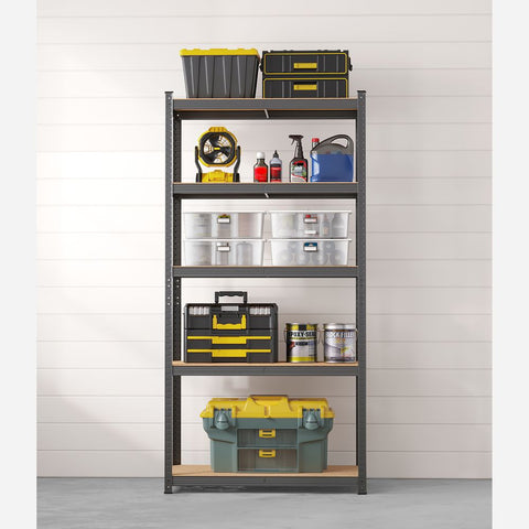 Rootz Storage Rack - Storage Shelves - Standing Shelves - Steel Storage Rack - With 5 Shelves - 5 Shelves Storage Rack - Grey - 50 x 100 x 200 cm